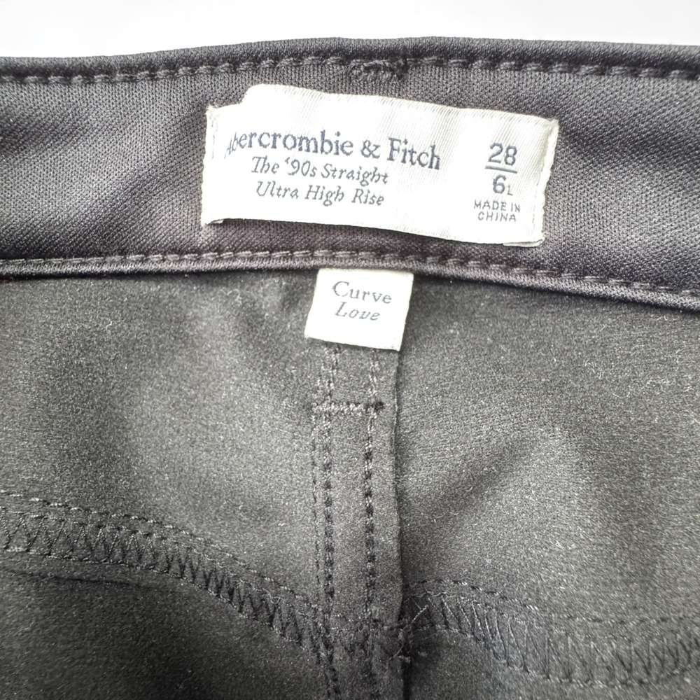 Abercrombie & Fitch Black 90s Straight Ultra High Rise Jeans Womens 6 Long NWT - Picture 12 of 16